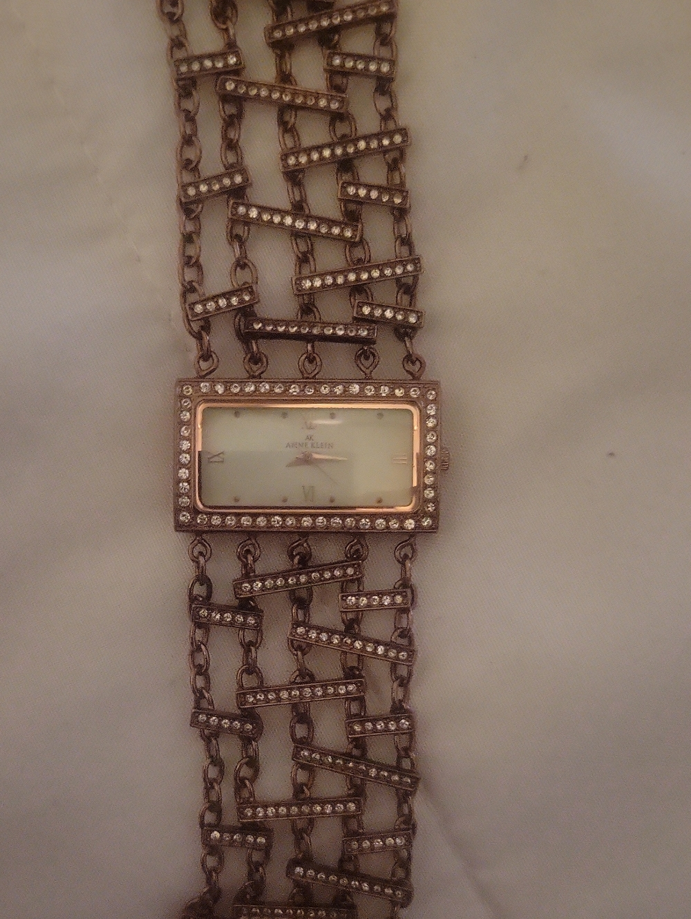 Anne Klein Rose Gold Bracelet Watch with Crystal Links